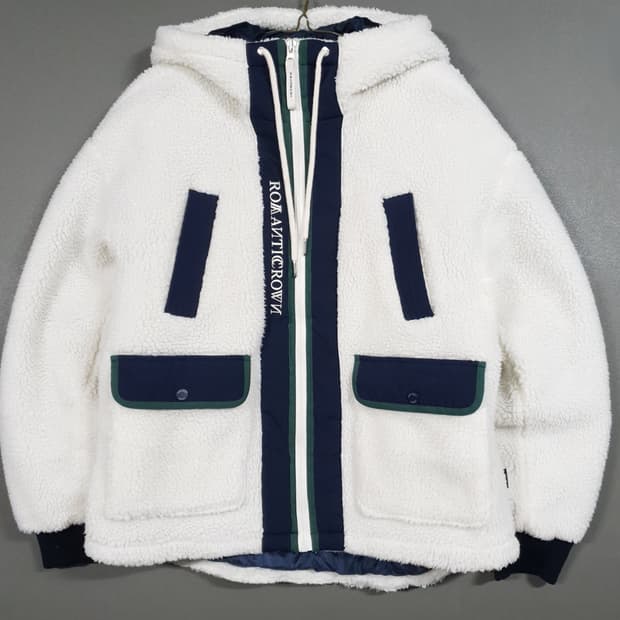 실측 XL) 로맨틱크라운 신형 21FW 헤비 플리스 후드집업 자켓 오트밀