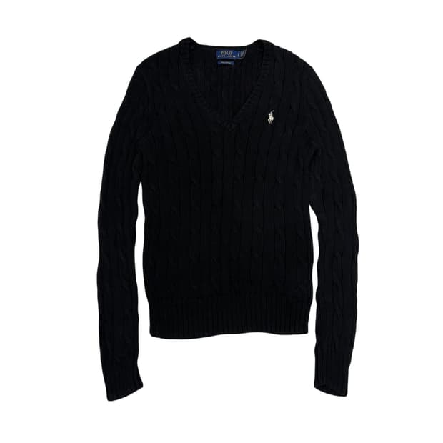 폴로 QR 케이블 v넥 니트