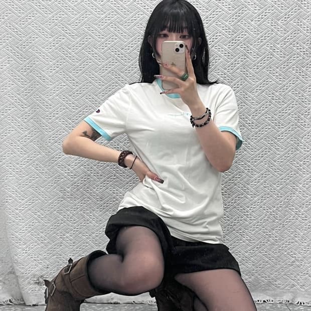 챔피온 빈티지 Y2K 민트코어 링거티 반팔티 M C11817