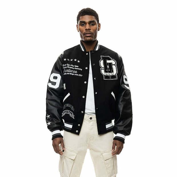 (XL) 스모크라이즈 패치워크 바시티 울 자켓