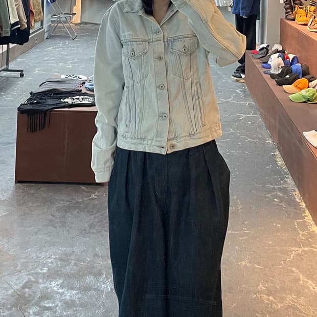 오프화이트 백 디아그 프린팅 데님 자켓 H1084