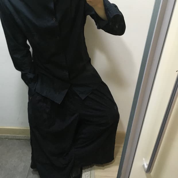 요지 야마모토 하카마 주름 오버핏 사루엘 배기 팬츠
