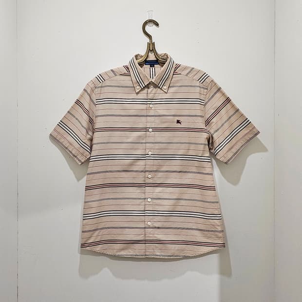 00's Burberry Blue Label 보더 스트라이프 반팔셔츠