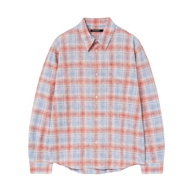 해칭룸 뮤지엄 셔츠 타이다이 체크 코랄