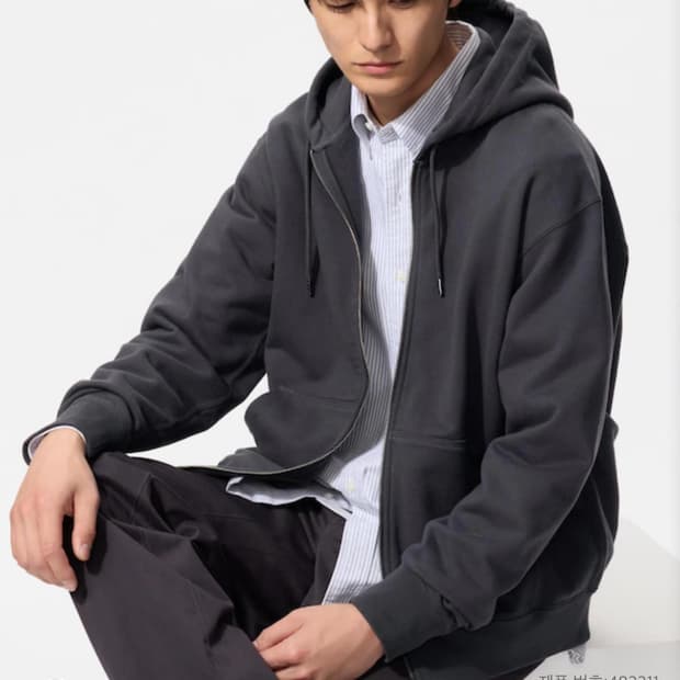 유니클로 스웨트풀집파카 후드집업 다크그레이 (M)