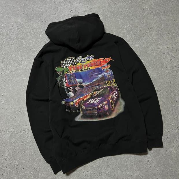 예스아이씨 레이싱 빅로고 블랙 후드티