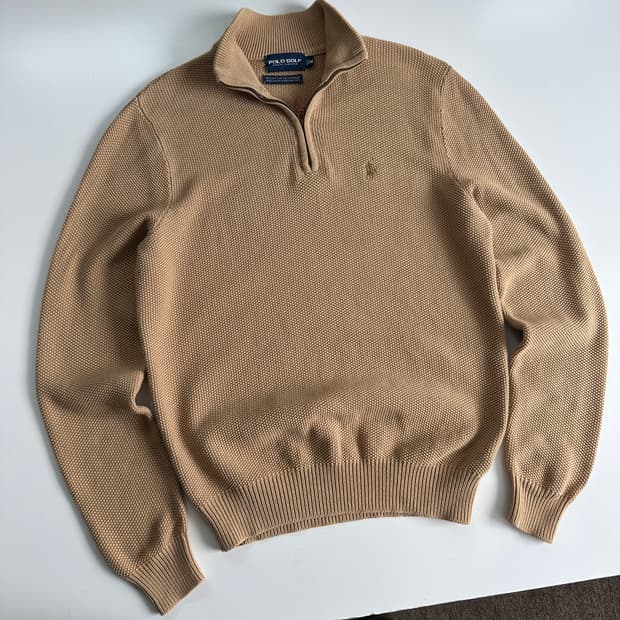 Polo 폴로 랄프로렌 베이지브라운 케시미어 쿼터집업 니트