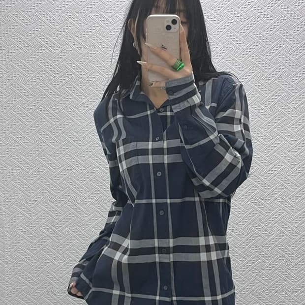 버버리 정품 컨트리 캐주얼 플란넬 체크 셔츠 M C08409