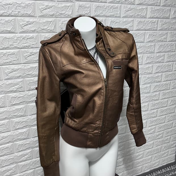 Members Only Brown metallic Leather Jk