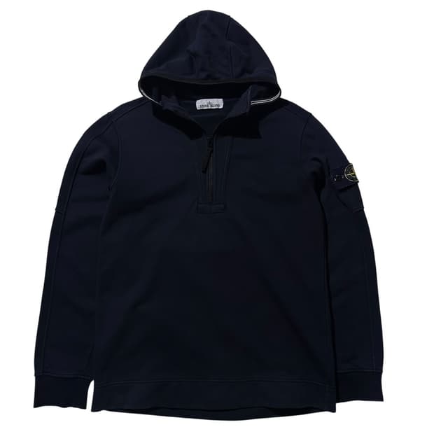 스톤아일랜드 하프집업 아노락 후드 네이비