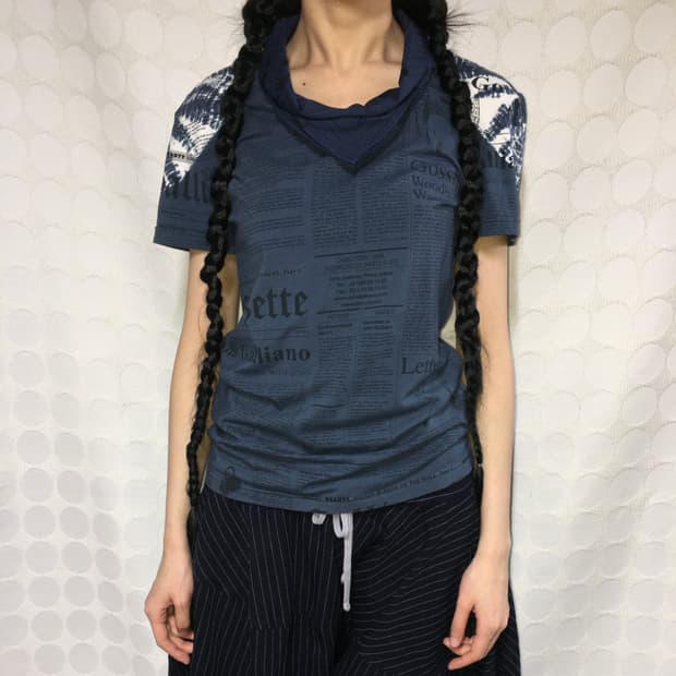 존 갈리아노 음표 프린트 스카프 반팔