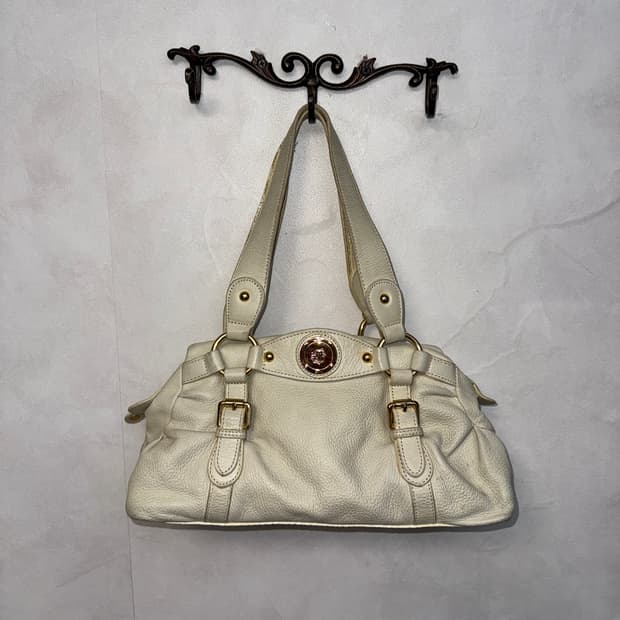 Ivory gold buckle shoulder bag