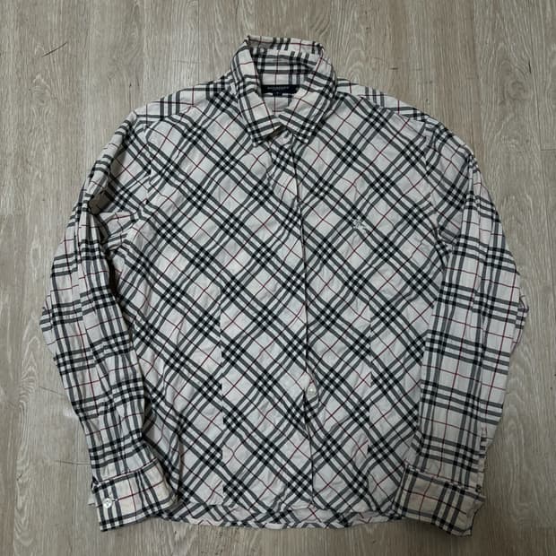 버버리 런던 기마로고 노바체크 체크셔츠 S/90 
