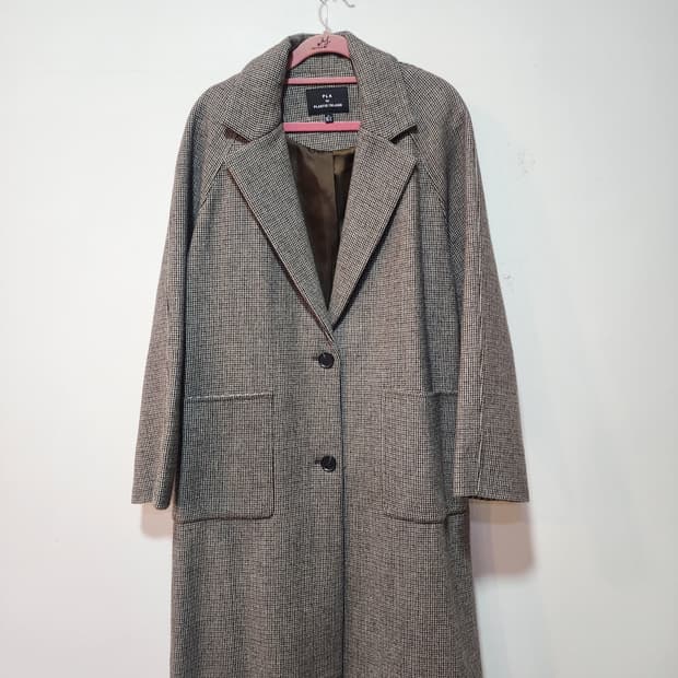 플라스틱 아일랜드 체크 오버핏 롱코트 M