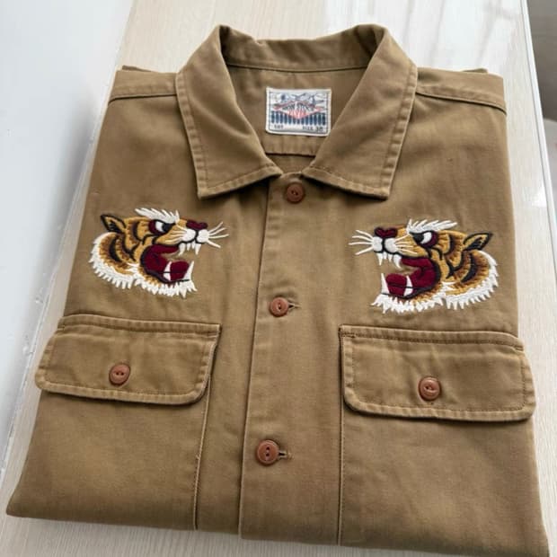[NON STOCK] 아메카지 복고풍 자수 워크 셔츠 자켓