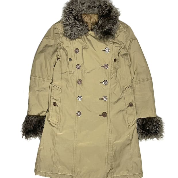 Hysteric Glamour 더블 버튼 트리밍 퍼 자켓 