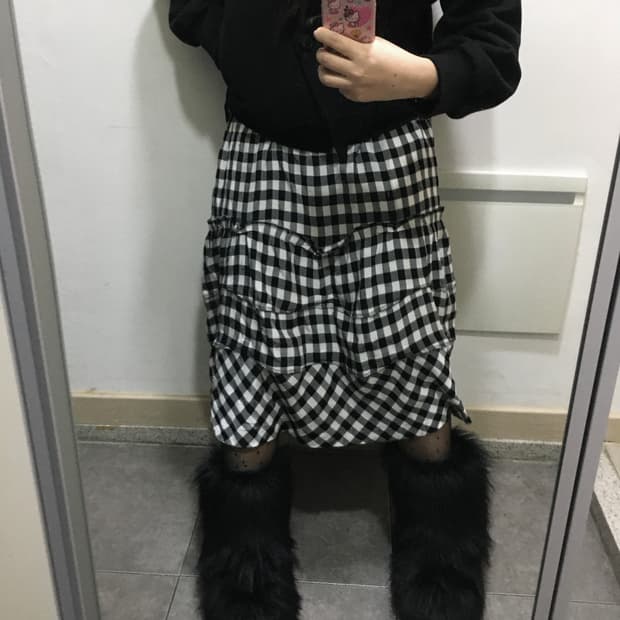 꼼데가르송 체크 러플 스커트