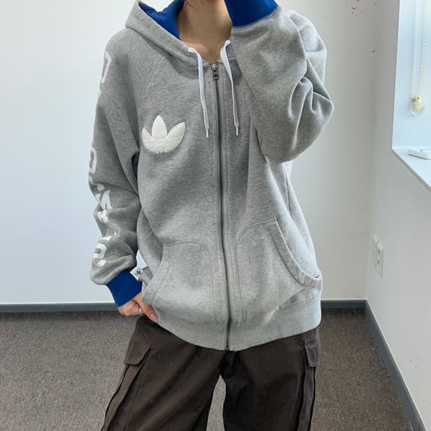 Adidas 아디다스 파이어버드 블루 그레이 배색 후드집업