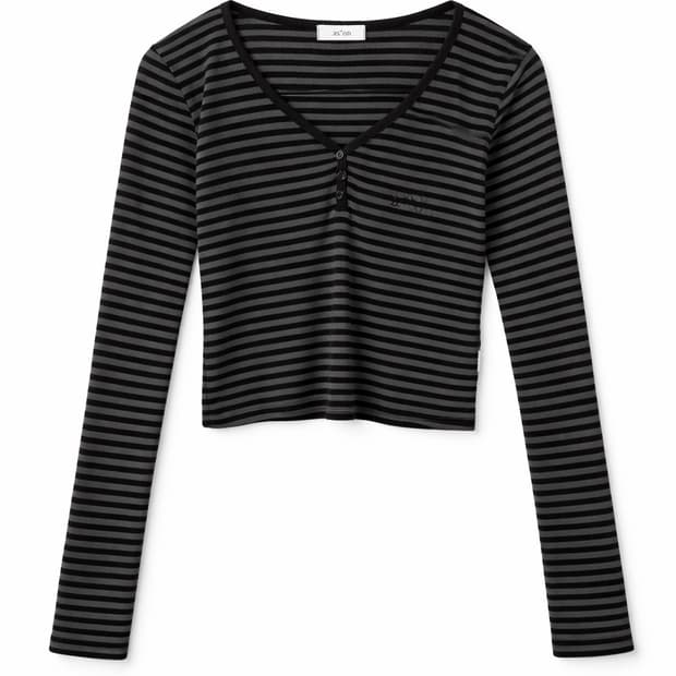 에즈온 스트라이프 크롭 긴팔티 F