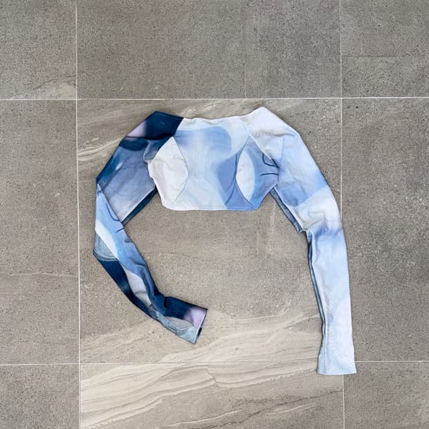 OJOS blue marble crop bolero