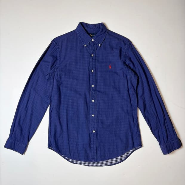 폴로 랄프로렌 버튼 다운 시스루 깅엄체크 셔츠 PN9297