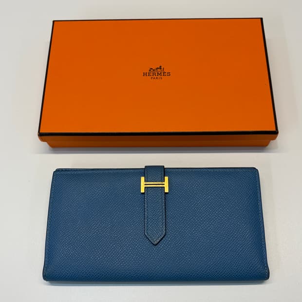 에르메스 베안 장지갑 아주르 금장 C각인