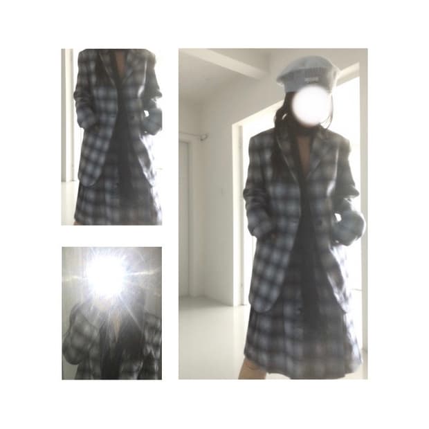 COS 체크 울 자켓 S