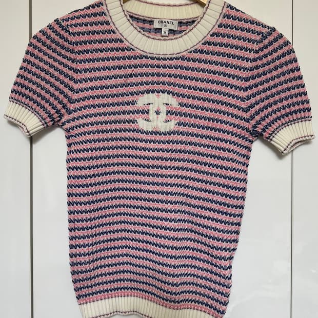 샤넬 cc로고 코튼반팔 니트  티셔츠 정품