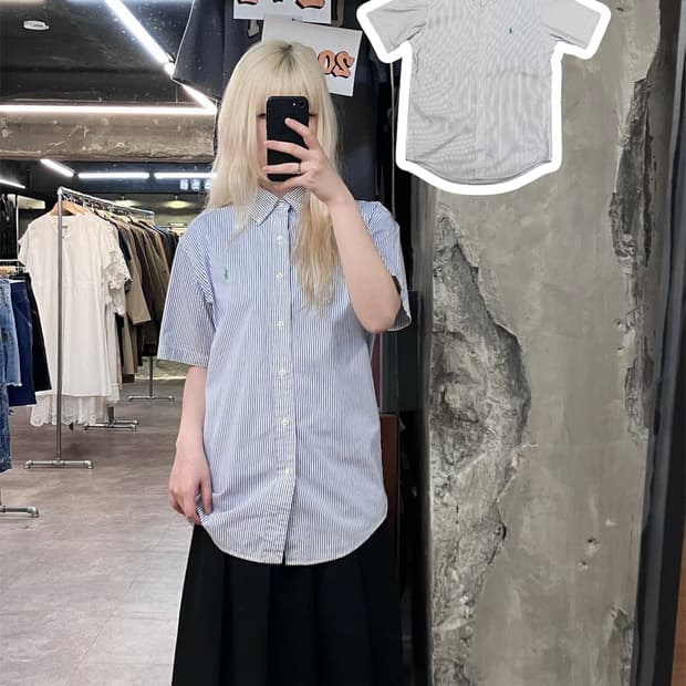 폴로 랄프로렌 스트라이프 반팔 셔츠 블루 #csz4024 