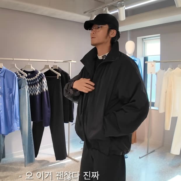 [L] 아르켓 arket 라인 윈드 브레이커 블랙