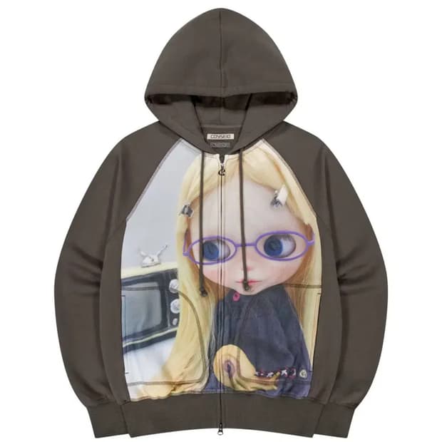 코이세이오 브라이스 그래픽 후드집업 브라운