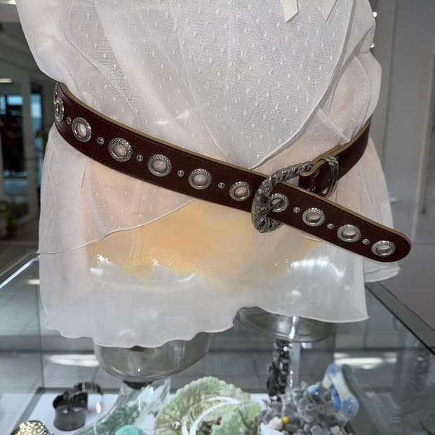 ethnic buckle eyelet belt