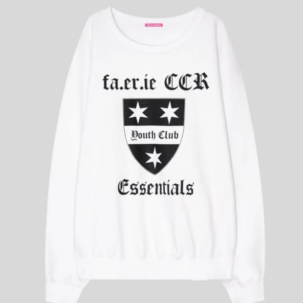 샵페어리oversized college sweat 멜란지 그레이,화이트