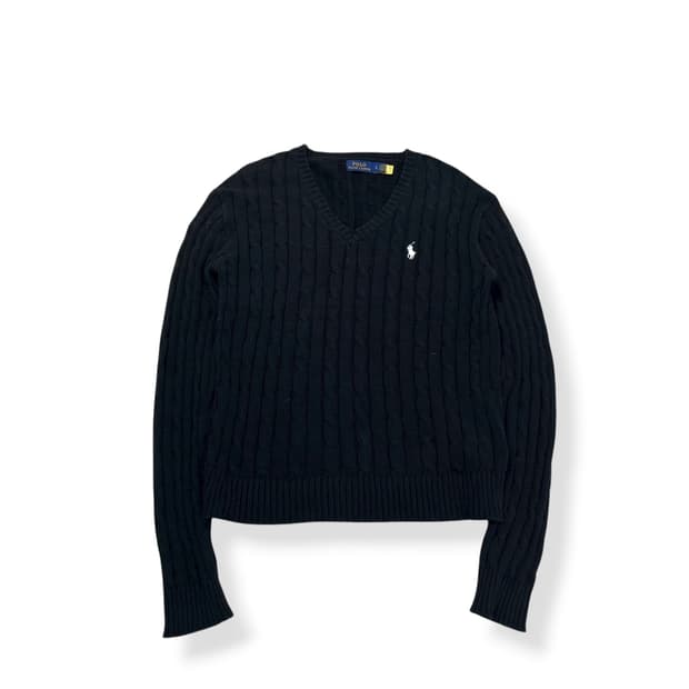 95 폴로 랄프로렌 신형라벨 꽈배기 브이넥 니트 