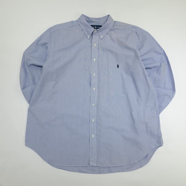 Co952 2XL Big 폴로 랄프로렌 라벤더 핀스트라이프 긴팔 셔츠
