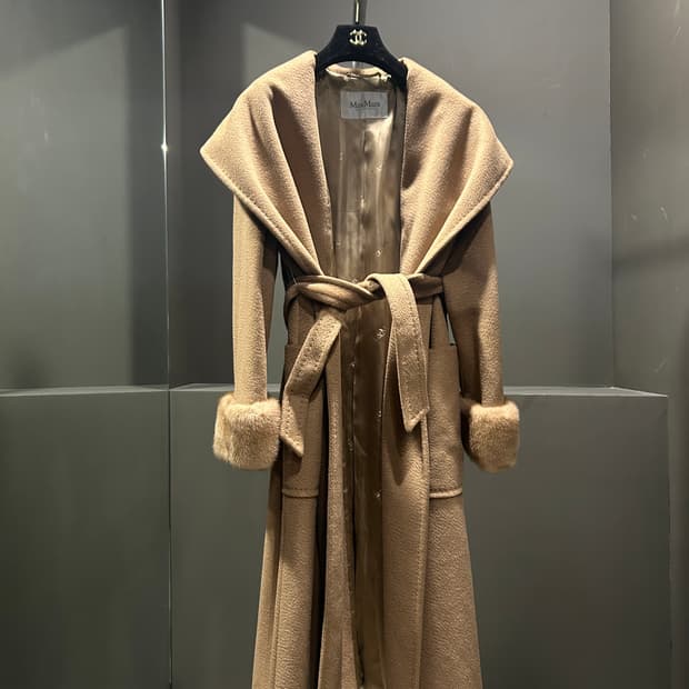 막스마라 퍼 트리밍 카멜헤어 코트