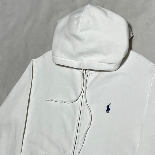 S 폴로랄프로렌 여성용 화이트 후드집업