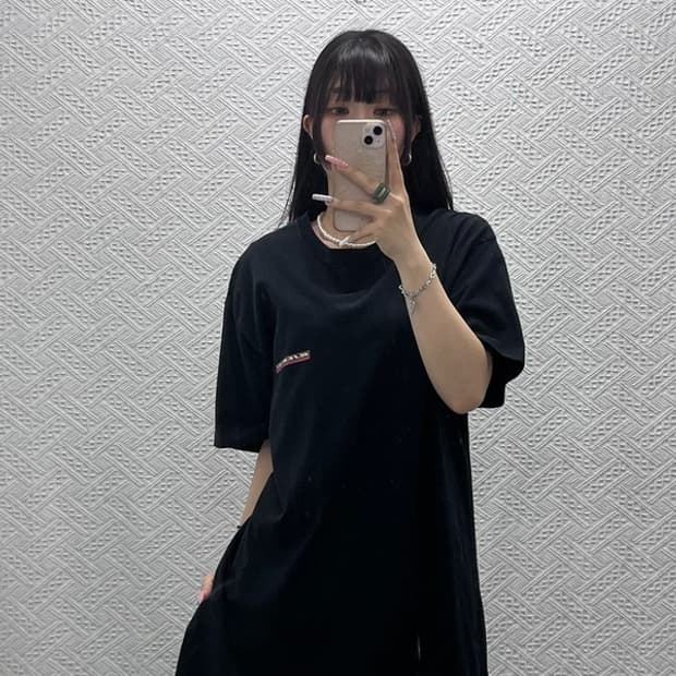 예스아이씨 빈티지 캐주얼 스몰 박스 로고 오버핏 반팔티 XL C13429