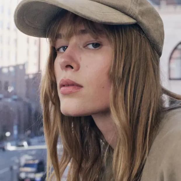 자라 100% LEATHER 스웨이드  캡 