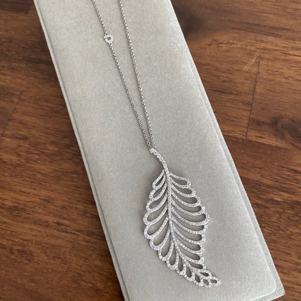 나뭇잎 모티브 실버 펜던트 목걸이(925)