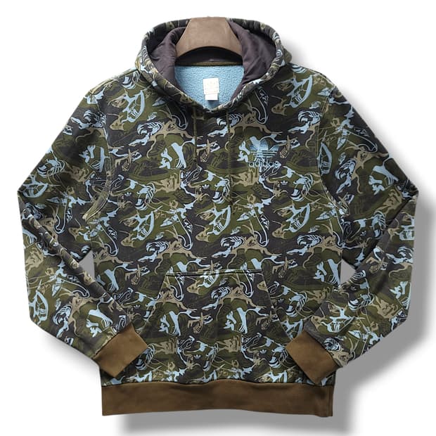 [100] 아디다스 카모플라쥬 파이어버드 올오버 기모 후드티셔츠