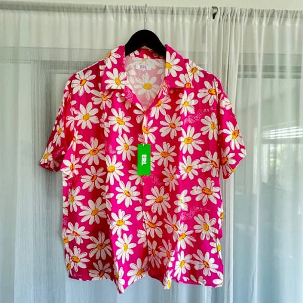  ERL 이알엘 플로럴 프린트 비스코스 셔츠 핑크