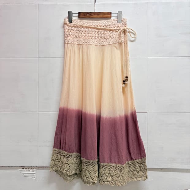 OTTO 그라데이션 히피 에스닉 네트 롱 스커트 L JPN