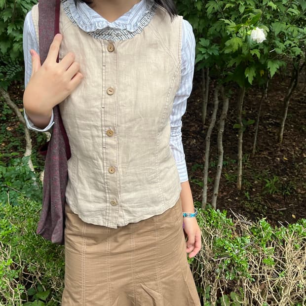 Japanese Beige Button Vest