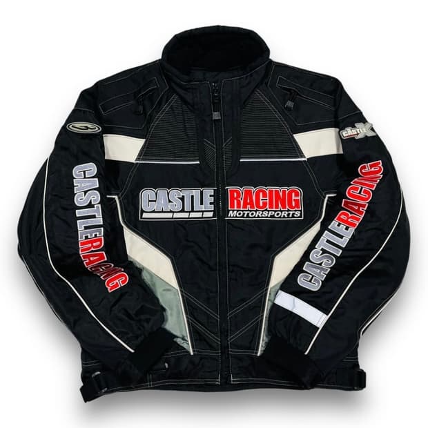CASTLE 레이싱 빈티지 블랙 사이드 자수 자켓