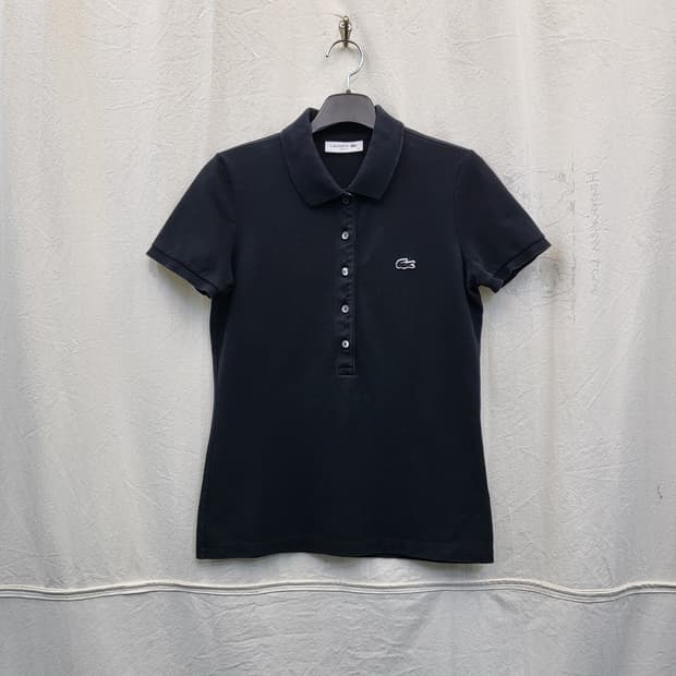 라코스테 여성 블랙 반팔 폴로티셔츠