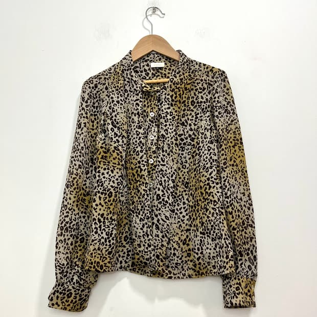 일본 빈티지 갸루 레오파드 셔츠 블라우스