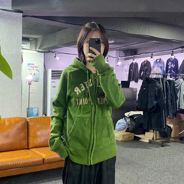 홀리스터 아치로고 그린 후드집업 B3136