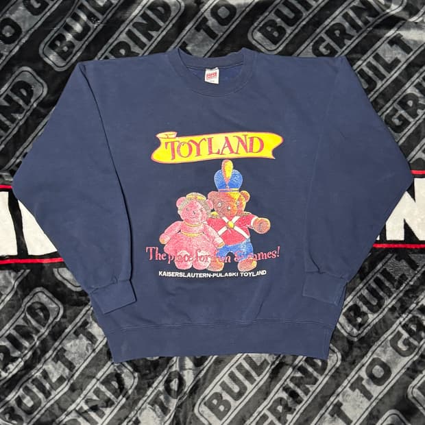 빈티지 프린팅 스웻셔츠 네이비