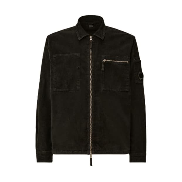 C.P. 컴퍼니 코듀로이 렌즈 지퍼 오버셔츠 블랙 - 25FW